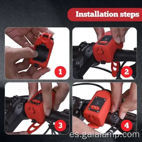 Luz de bicicleta colocada con bocina y carga USB